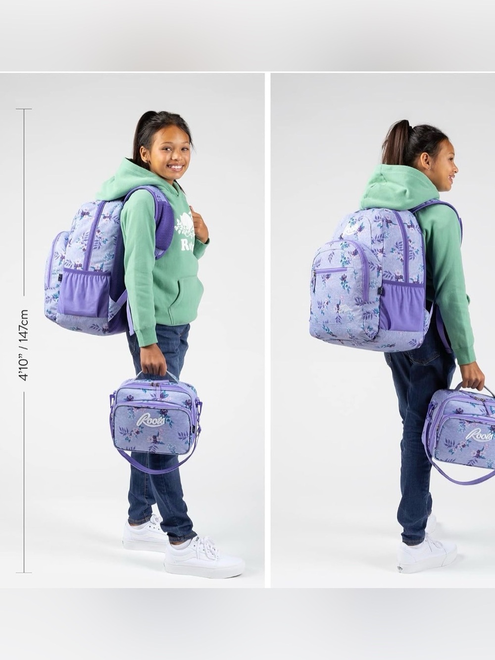 Roots Lavender Floral Backpack with Purple Accents